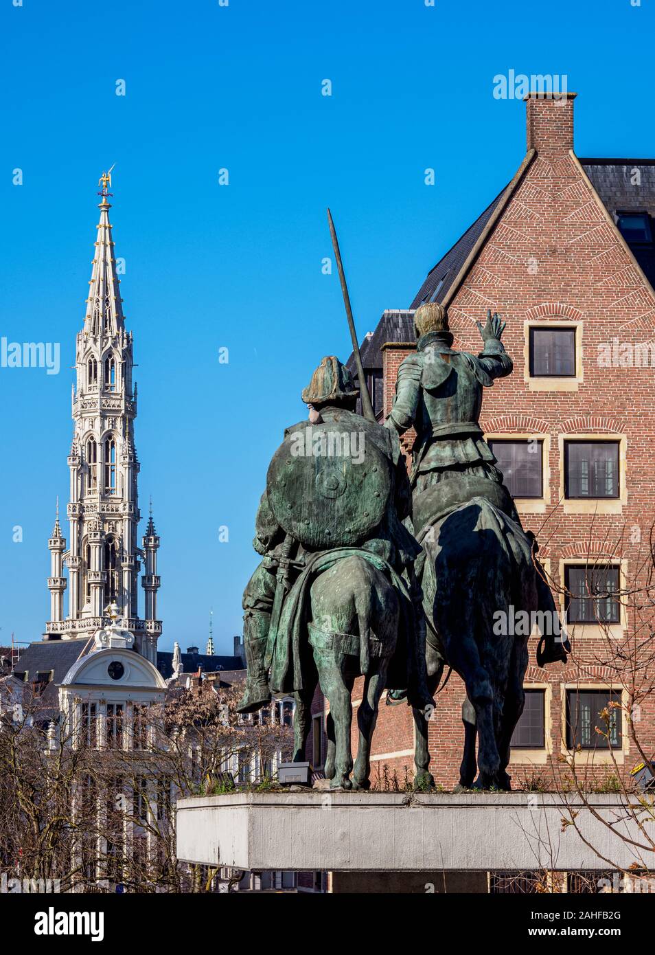 Don Chisciotte monumento di Piazza di Spagna, Bruxelles, Belgio Foto Stock