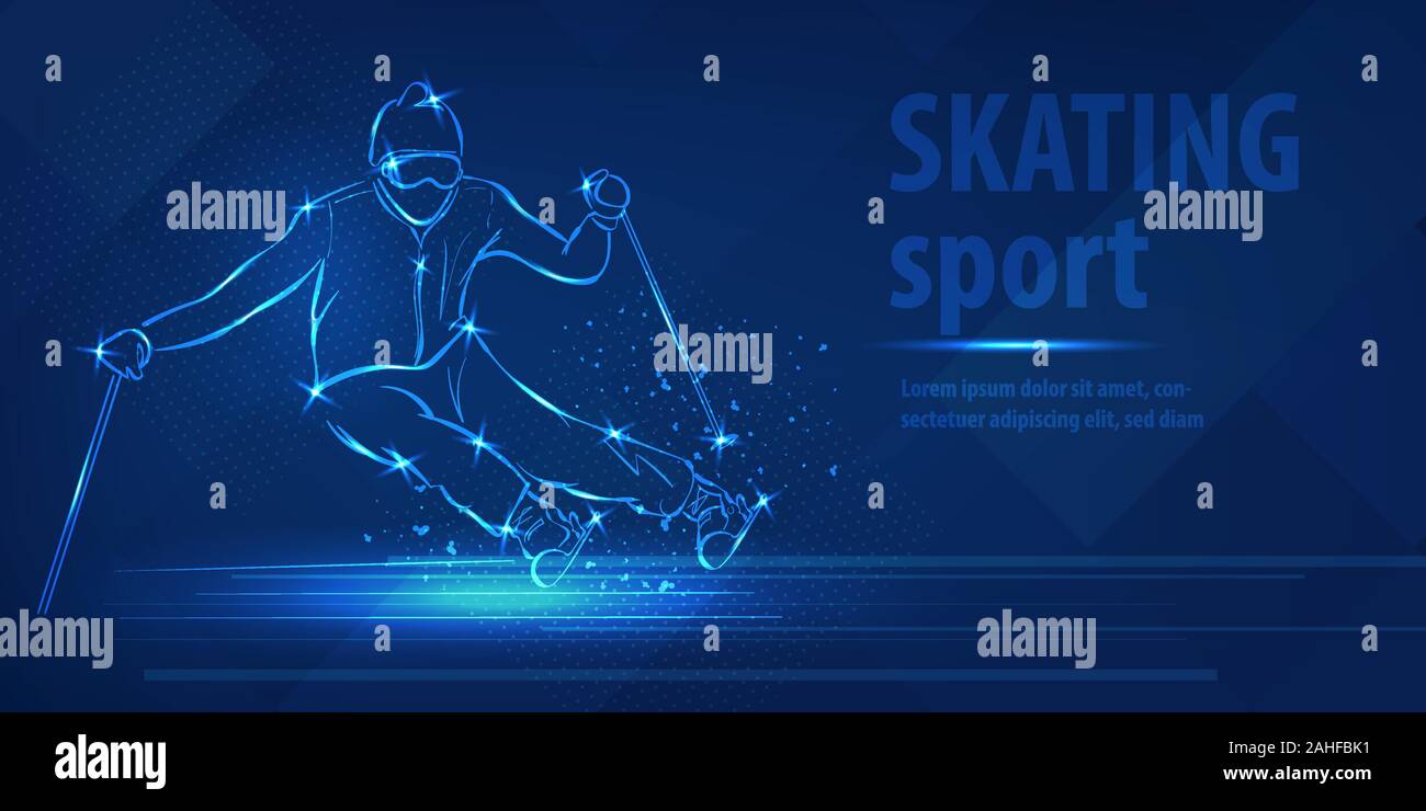 Sci gara di velocità Sport pattinaggio sul ghiaccio gara di sci Illustrazione Vettoriale