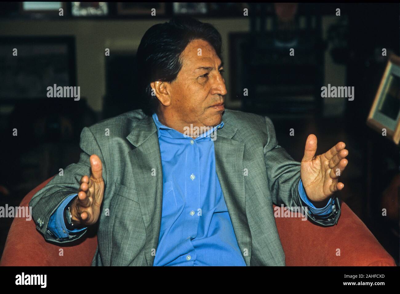 Celestino Alejandro Toledo Manrique è un peruviano politico che ha servito come la 63a Presidente del Perù, dal 2001 al 2006. Foto Stock