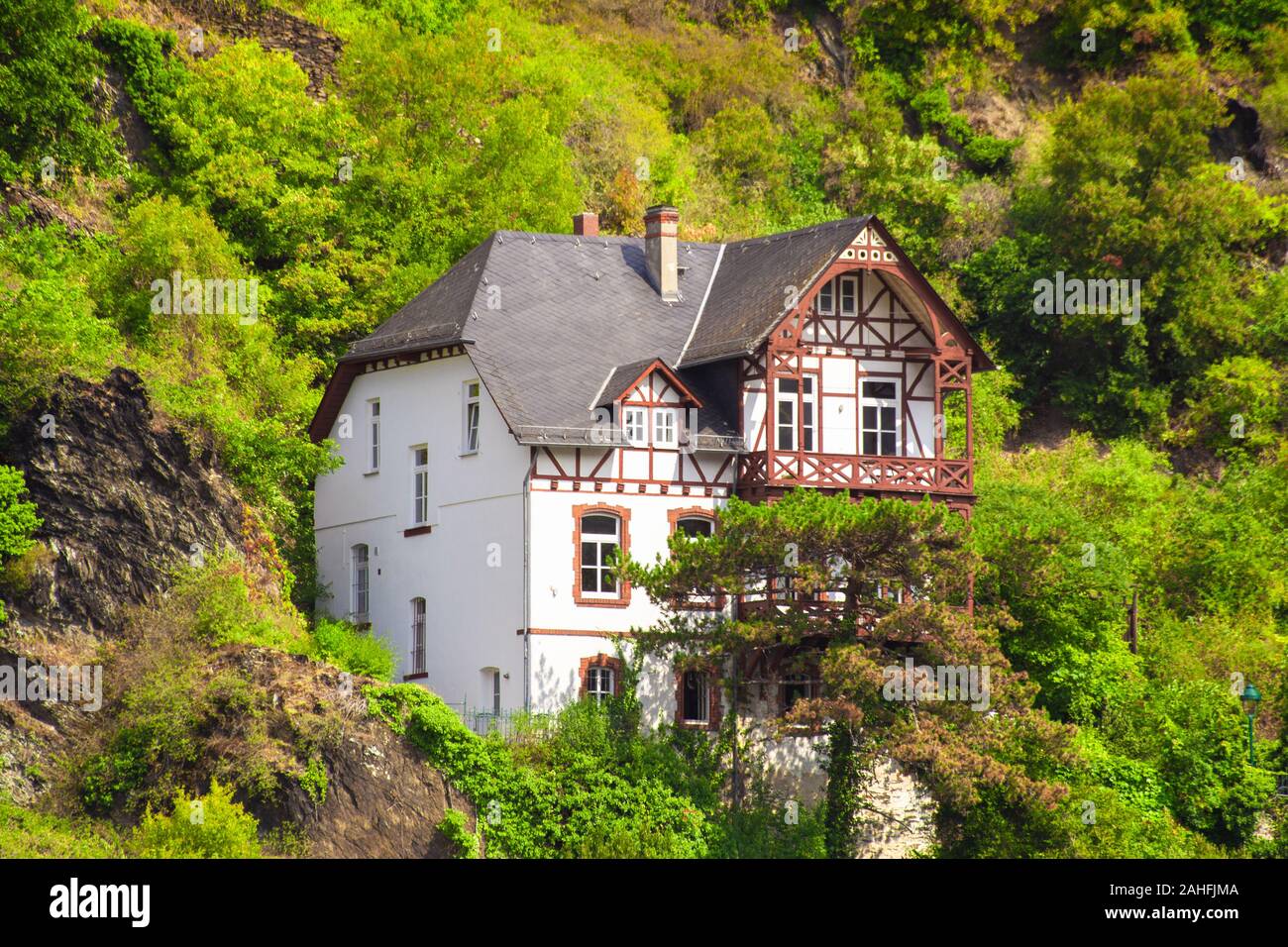 A struttura mista in legno e muratura Home in Sankt Goar Germania visualizzazione tipica architettura tedesca Foto Stock