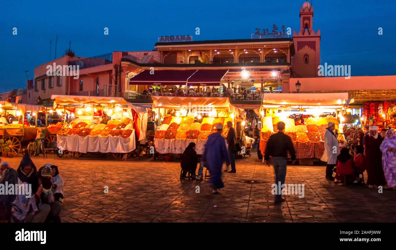 La Jemaa El Fnaa, Marrakech, Marocco Foto Stock