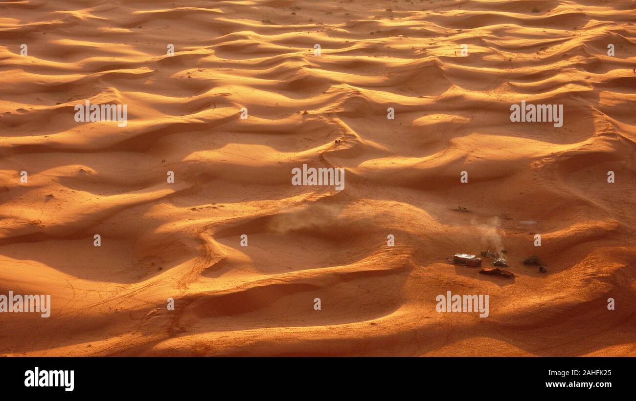 Deserto del Sahara Merzouga Accampamento Beduino Foto Stock