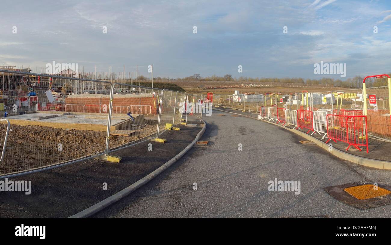 Immagine panoramica, 2000 case disponibili presso stortfordfields, alloggiamento sviluppo terra occupazione, negozi, Bishops Stortford, Hertfordshire, Inghilterra Foto Stock