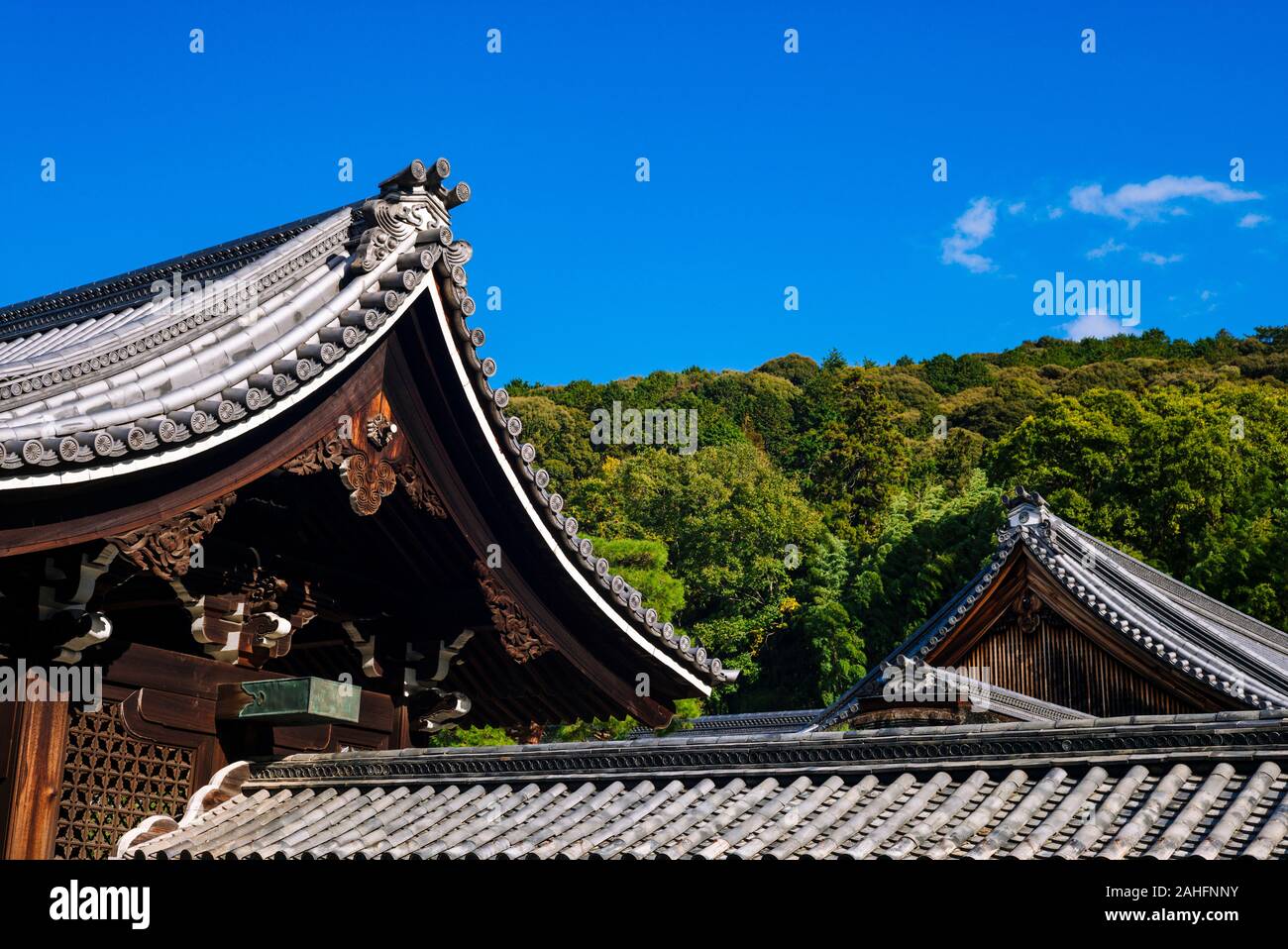Tempio Sennyu-Ji, Kyoto: dettaglio del tetto Foto Stock