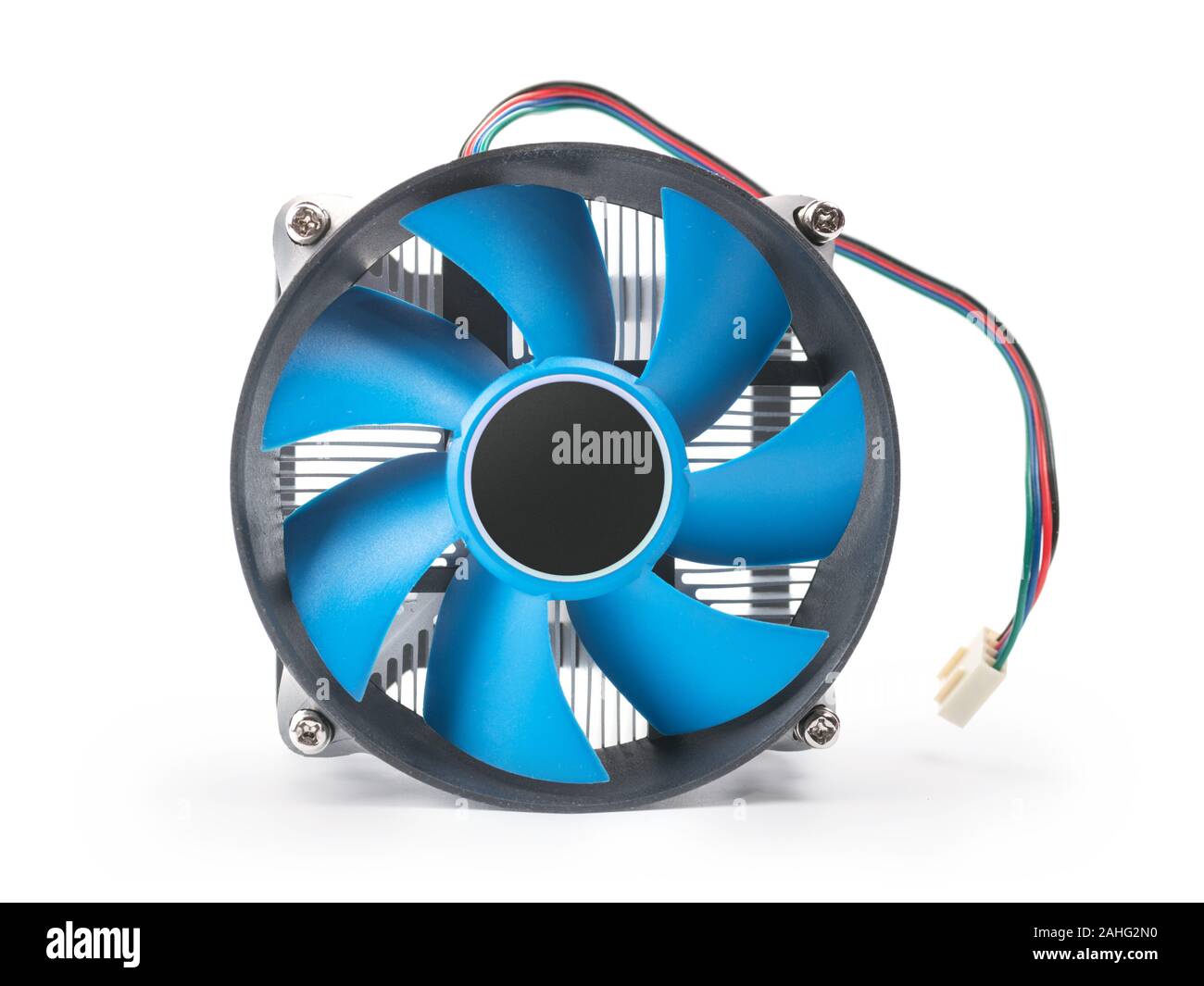 La ventola della CPU close up. Isolato su sfondo bianco Foto Stock