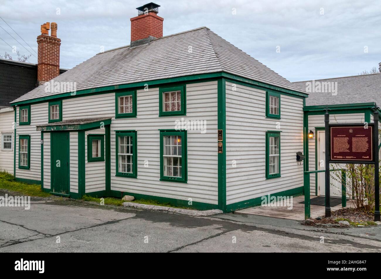 Xix secolo Mallard Cottage a Quidi Vidi è tipico delle case costruite dagli immigranti irlandesi di Terranova. Foto Stock