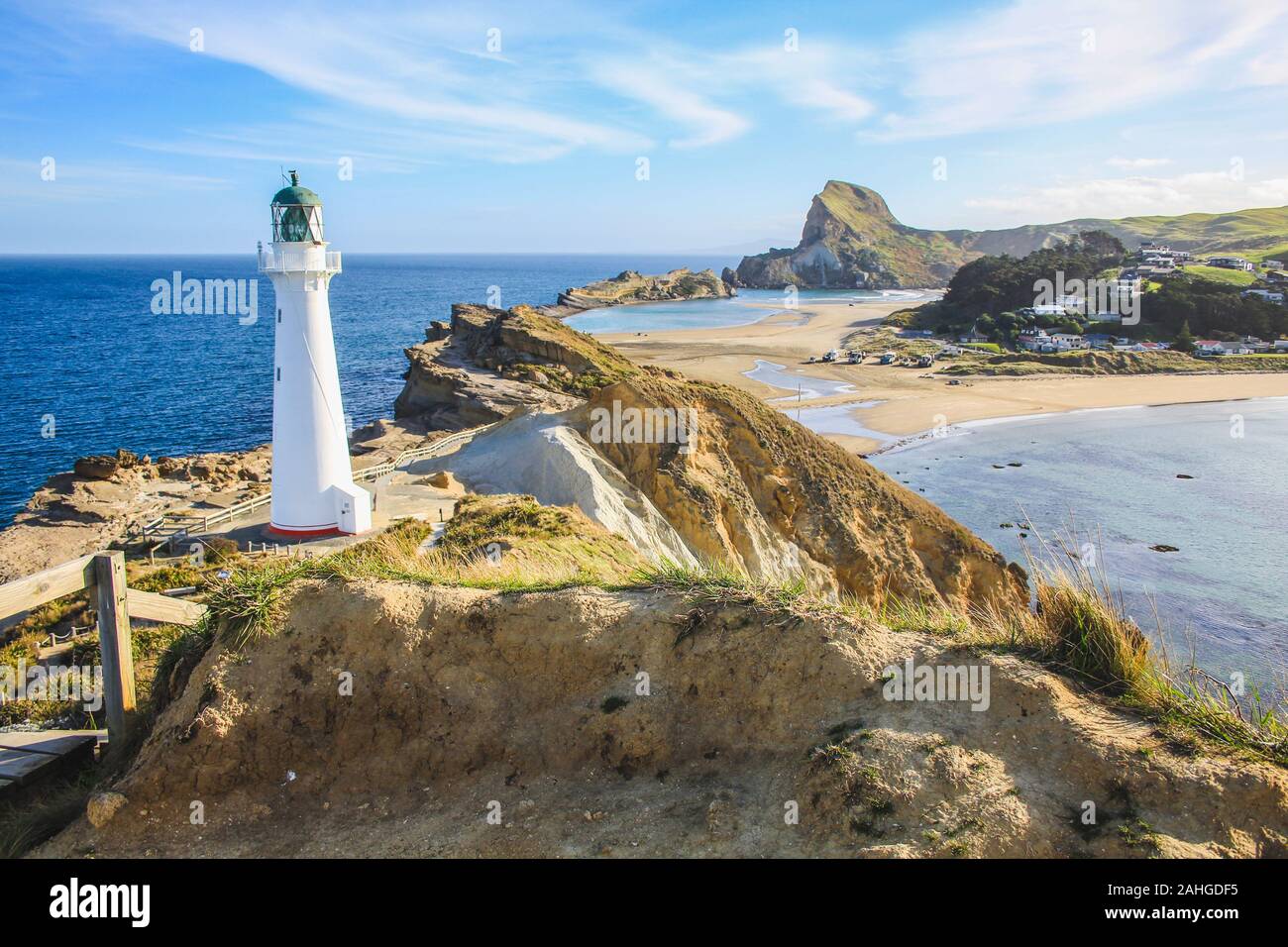 Castlepoint faro, Isola del nord, Nuova Zelanda Foto Stock