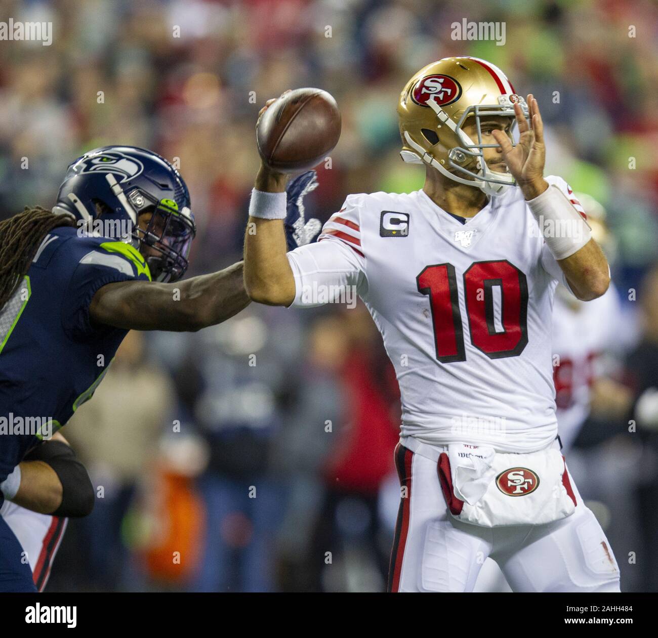 December 21, 2019: San Francisco 49ers running back Jerick McKinnon (28)  during the NFL game between the Los Angeles Rams and the San Francisco 49ers  at Leviâ€™s Stadium in Santa Clara, California.