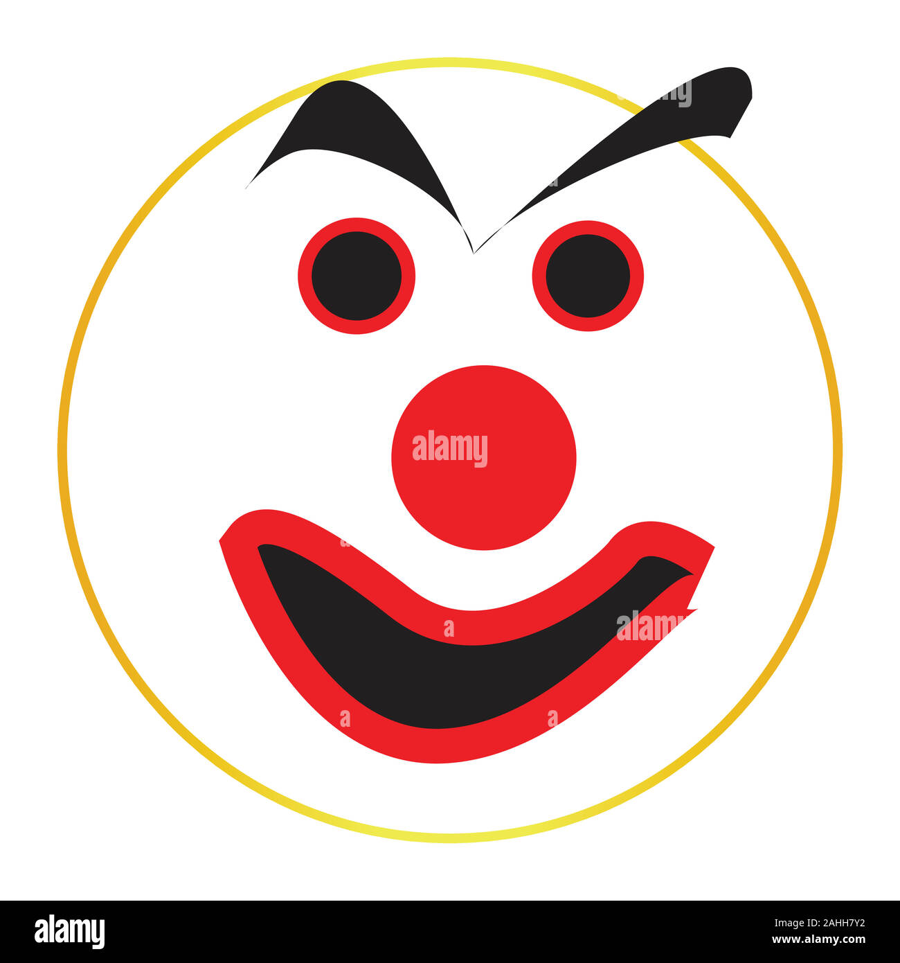 Un bianco di fronte clown sorridenti pulsante faccia isolata su uno sfondo bianco Illustrazione Vettoriale