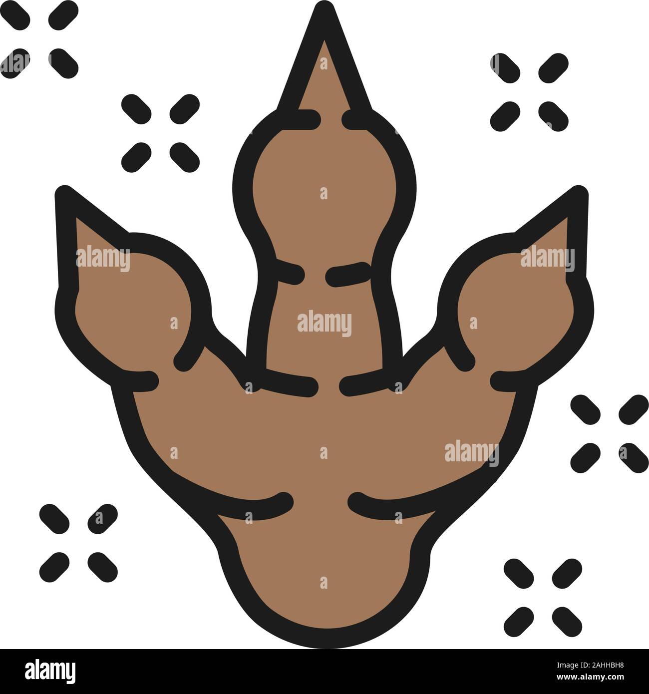 Vettore impronta di dinosauro, tempo preistorico piatta linea colore icona. Illustrazione Vettoriale