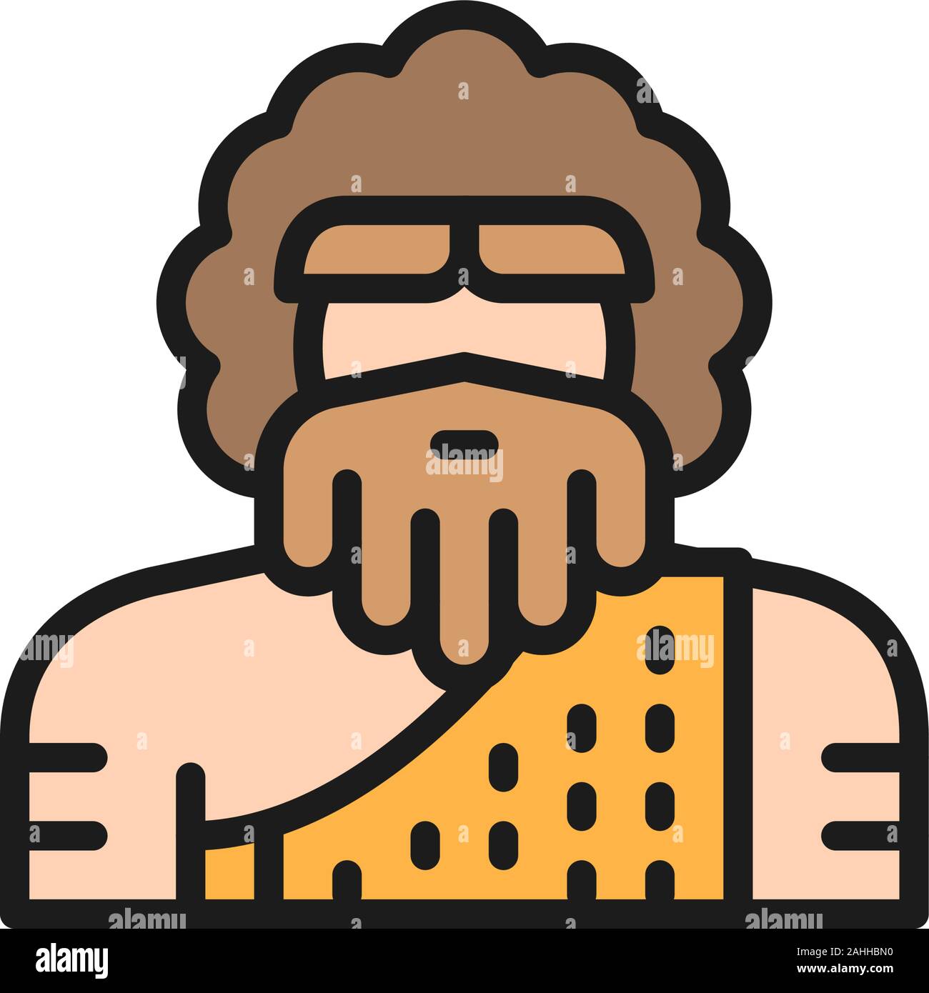 L'uomo primitivo, homo sapiens, Neanderthal Pithecanthropus, schermo piatto a colori icona linea. Illustrazione Vettoriale