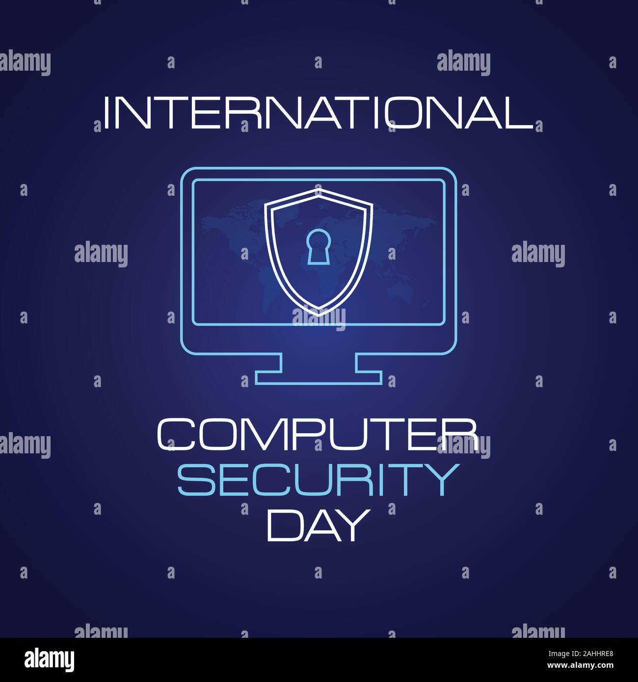 Computer Security Day lettera emblema in stile contorno. Calendario per ogni giorno per il 30 novembre. Illustrazione vettoriale EPS.EPS 8.10 Illustrazione Vettoriale