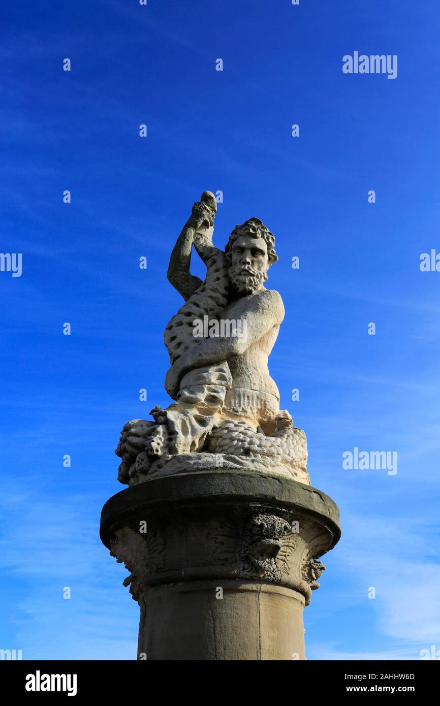 Neptunes statua, il Royal Plain, Lowestoft città, contea di Suffolk, Inghilterra Foto Stock