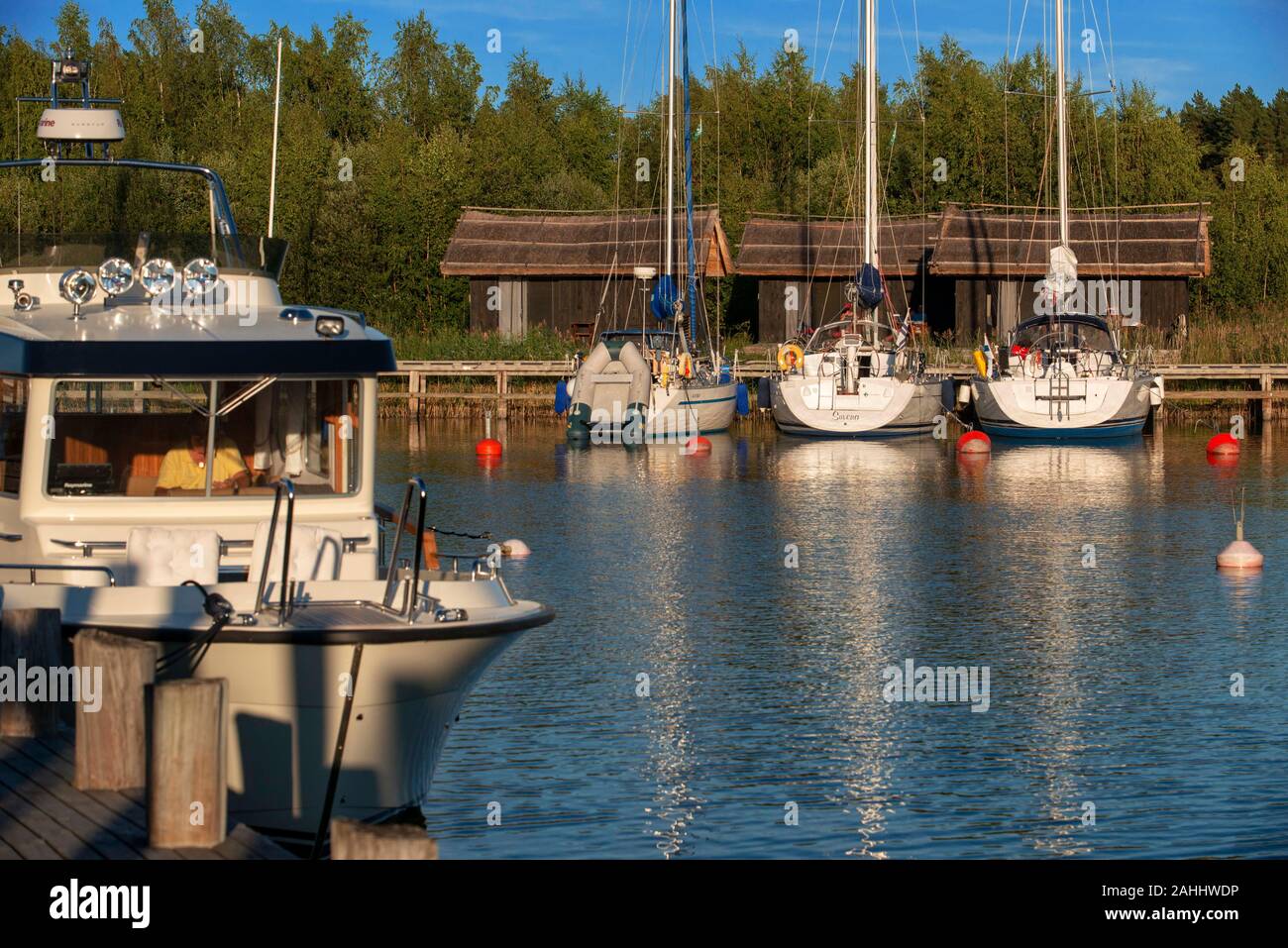 Peterzén's Boathouse alloggio in Kustavi nel sud-ovest della Finlandia archipelagoo. L'arcipelago ring road o Saariston rengastie è piena di cose da Foto Stock
