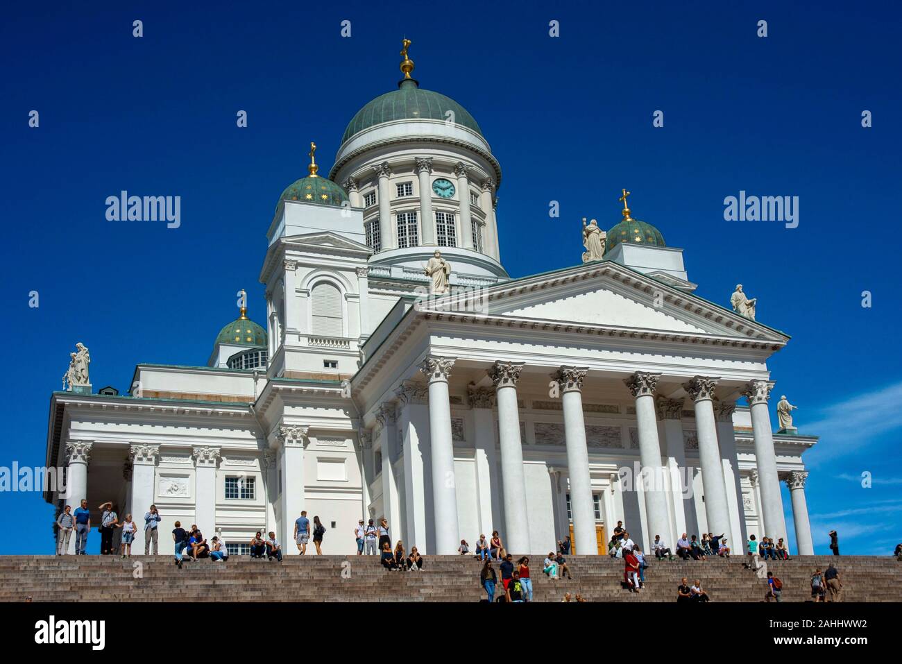 La Cattedrale di Helsinki Helsingin Tuomionkirkko Piazza del Senato a Helsinki Finlandia Foto Stock