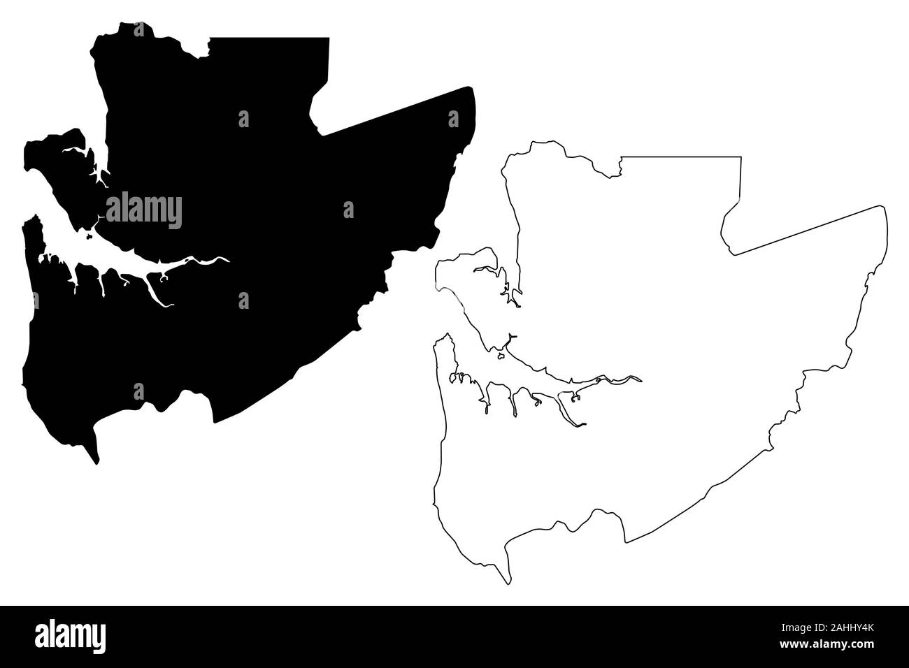 Estuaire provincia (suddivisioni del Gabon, Repubblica Gabonese) mappa illustrazione vettoriale, scribble schizzo Estuaire mappa Illustrazione Vettoriale