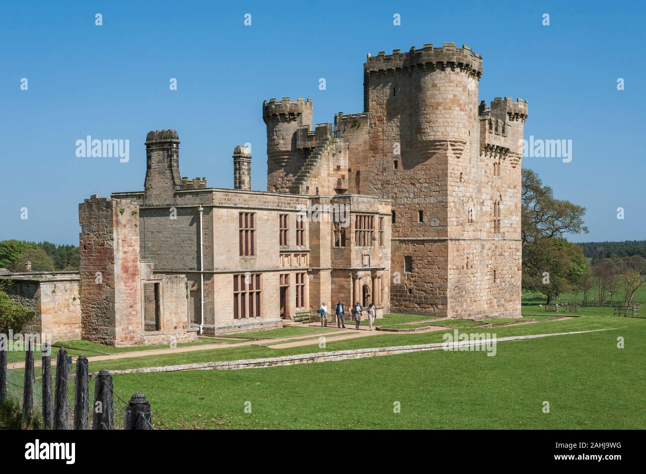 Il castello di Belsay in Northumberland, Inghilterra Foto Stock