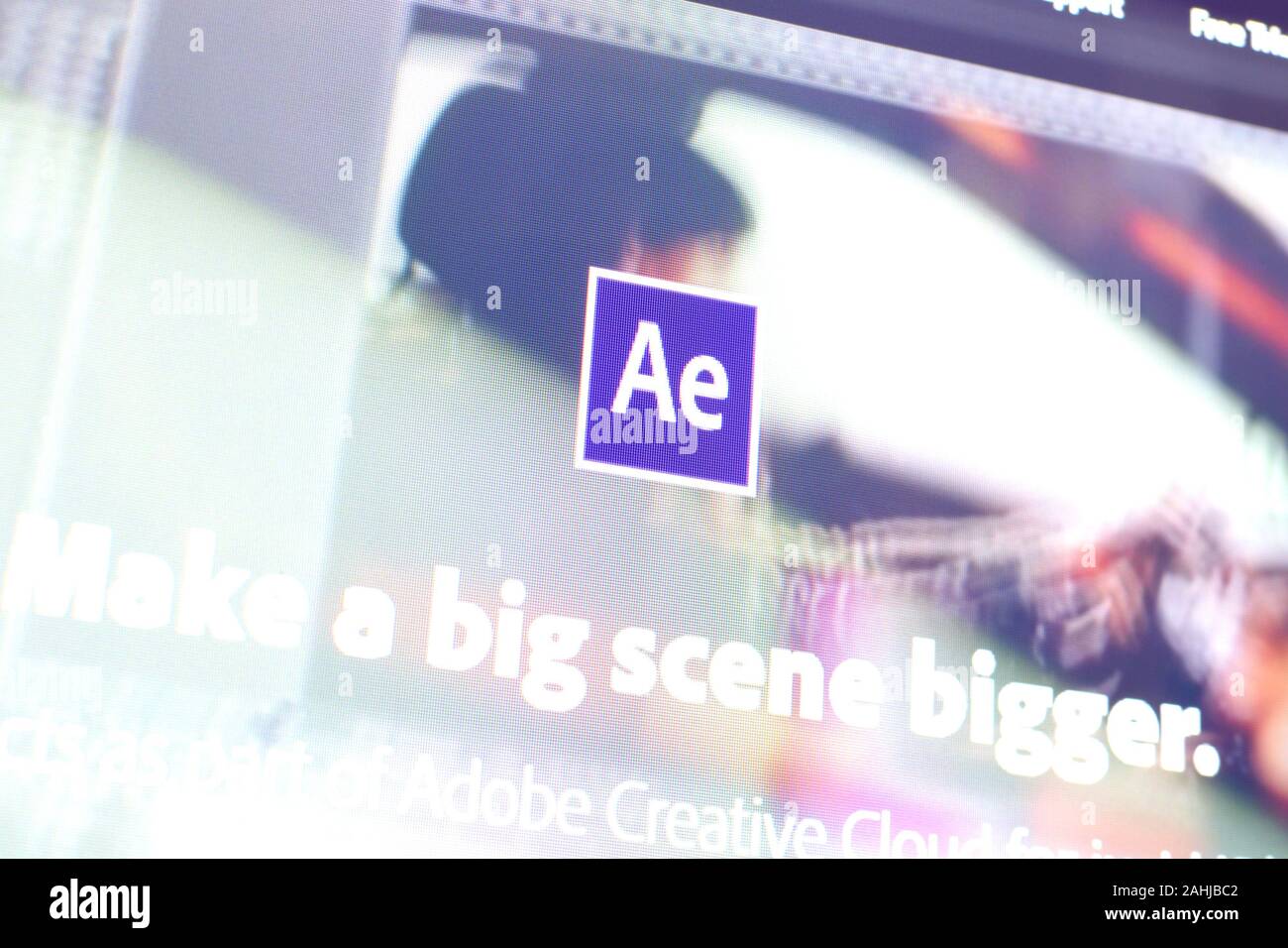NY, Stati Uniti d'America - 16 dicembre 2019: Pagina Web di Adobe After Effects prodotto sul sito ufficiale sul display del PC Foto Stock