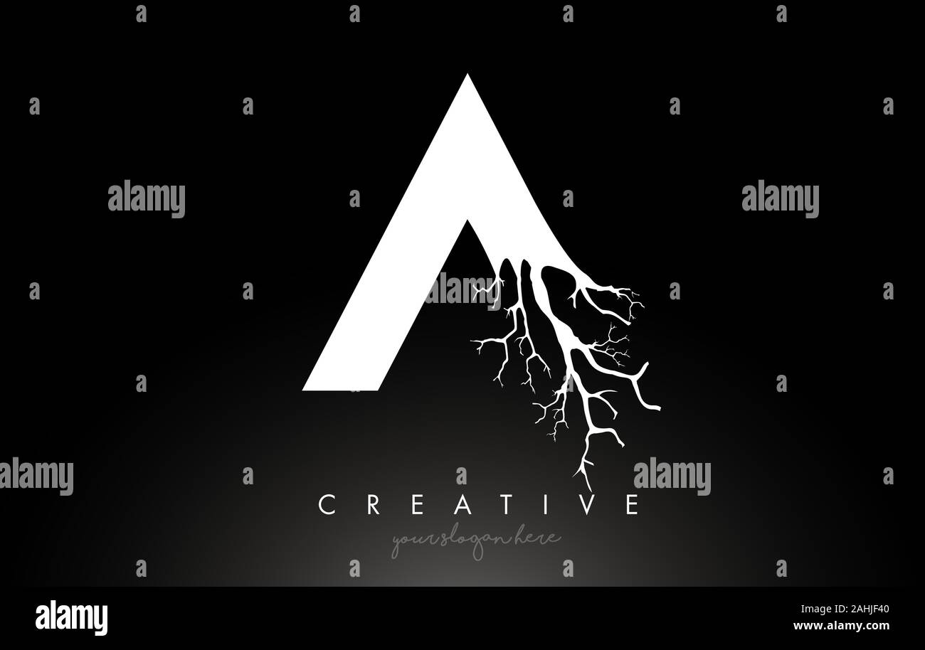 Lettera di un Logo Design Creative con ramo di albero. Una lettera ad albero Logo icona illustrazione vettoriale. Illustrazione Vettoriale