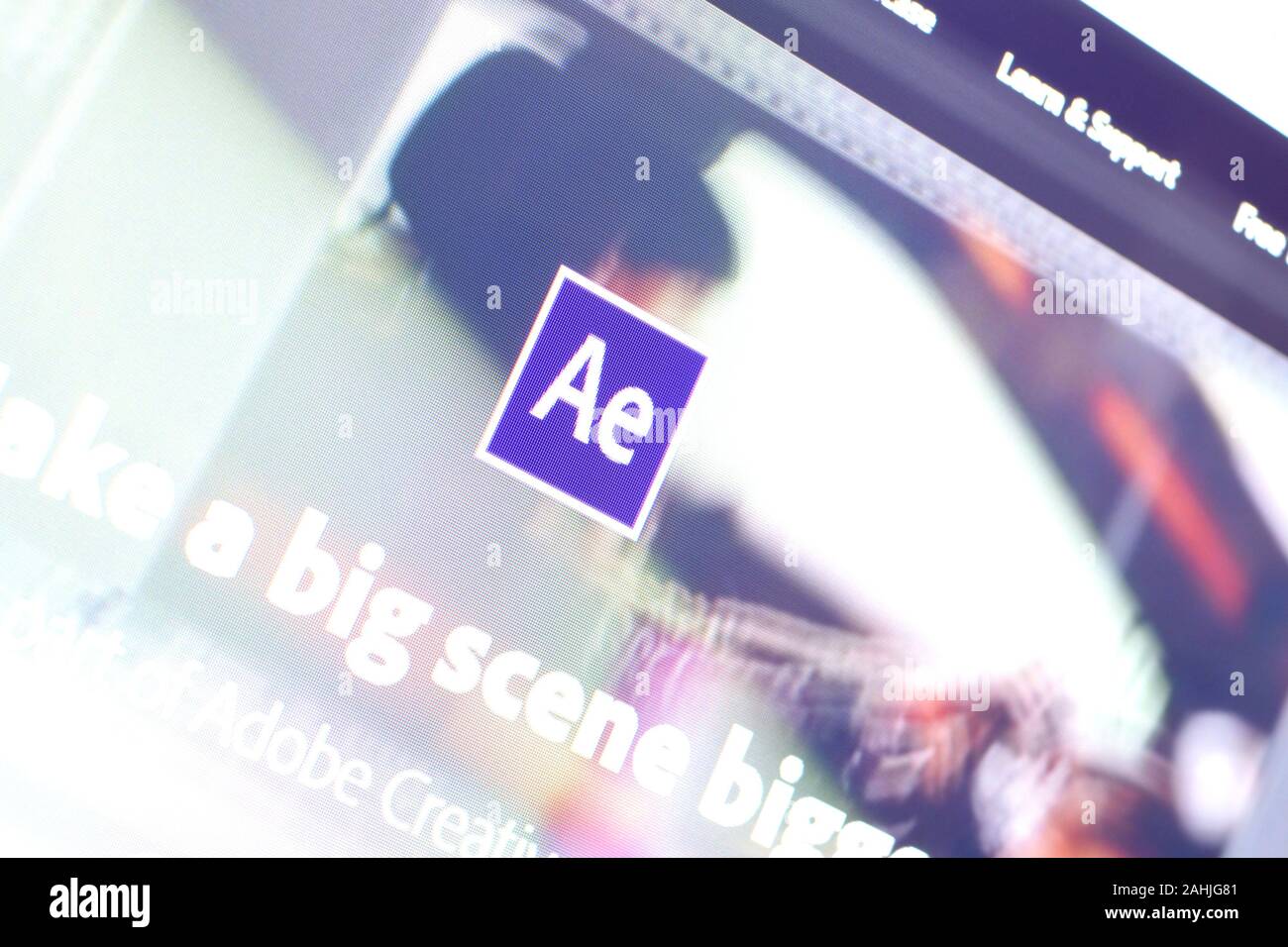 NY, Stati Uniti d'America - 16 dicembre 2019: Pagina Web di Adobe After Effects prodotto sul sito ufficiale sul display del PC Foto Stock