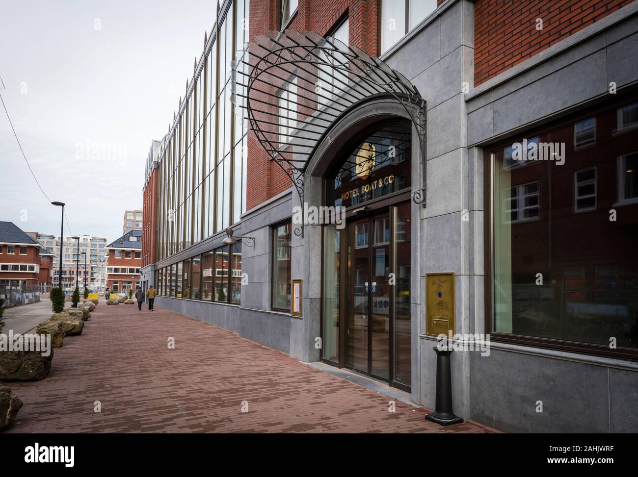 L'entrata all'Hotel Boat & Co a Houthavens, una nuova costruzione zona di Amsterdam. Foto Stock