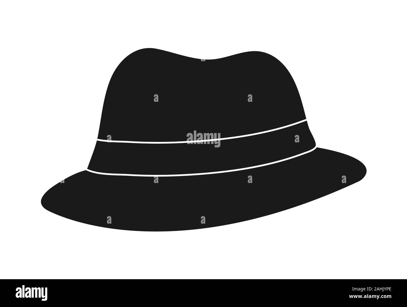 Silhouette del cappello. Icona di acconciatura, hat. Profilo isolato su uno sfondo bianco. Uno stile piatto Illustrazione Vettoriale