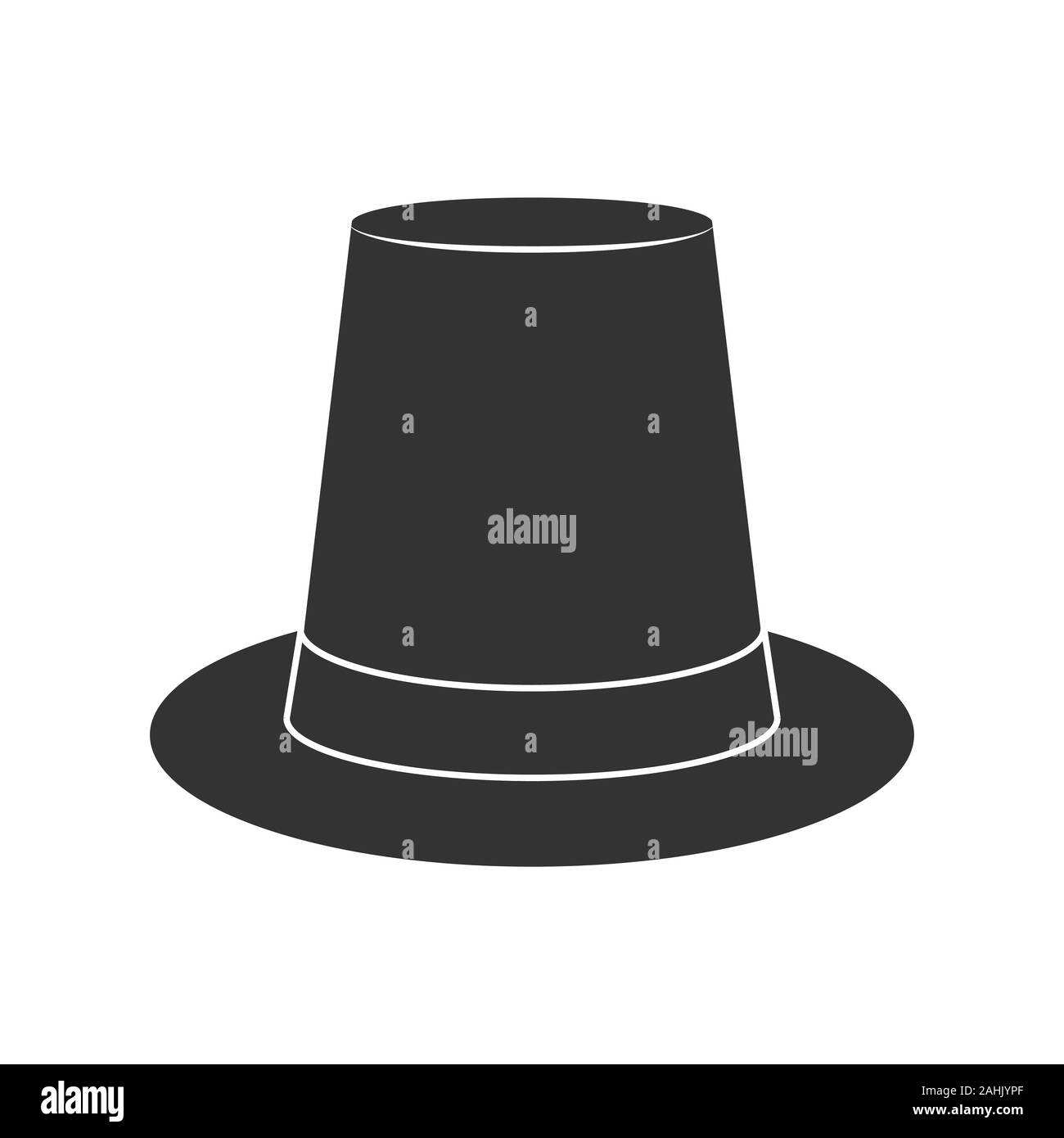Silhouette di un alto-incoronato hat. Icona di acconciatura, hat. Profilo isolato su uno sfondo bianco. Uno stile piatto Illustrazione Vettoriale