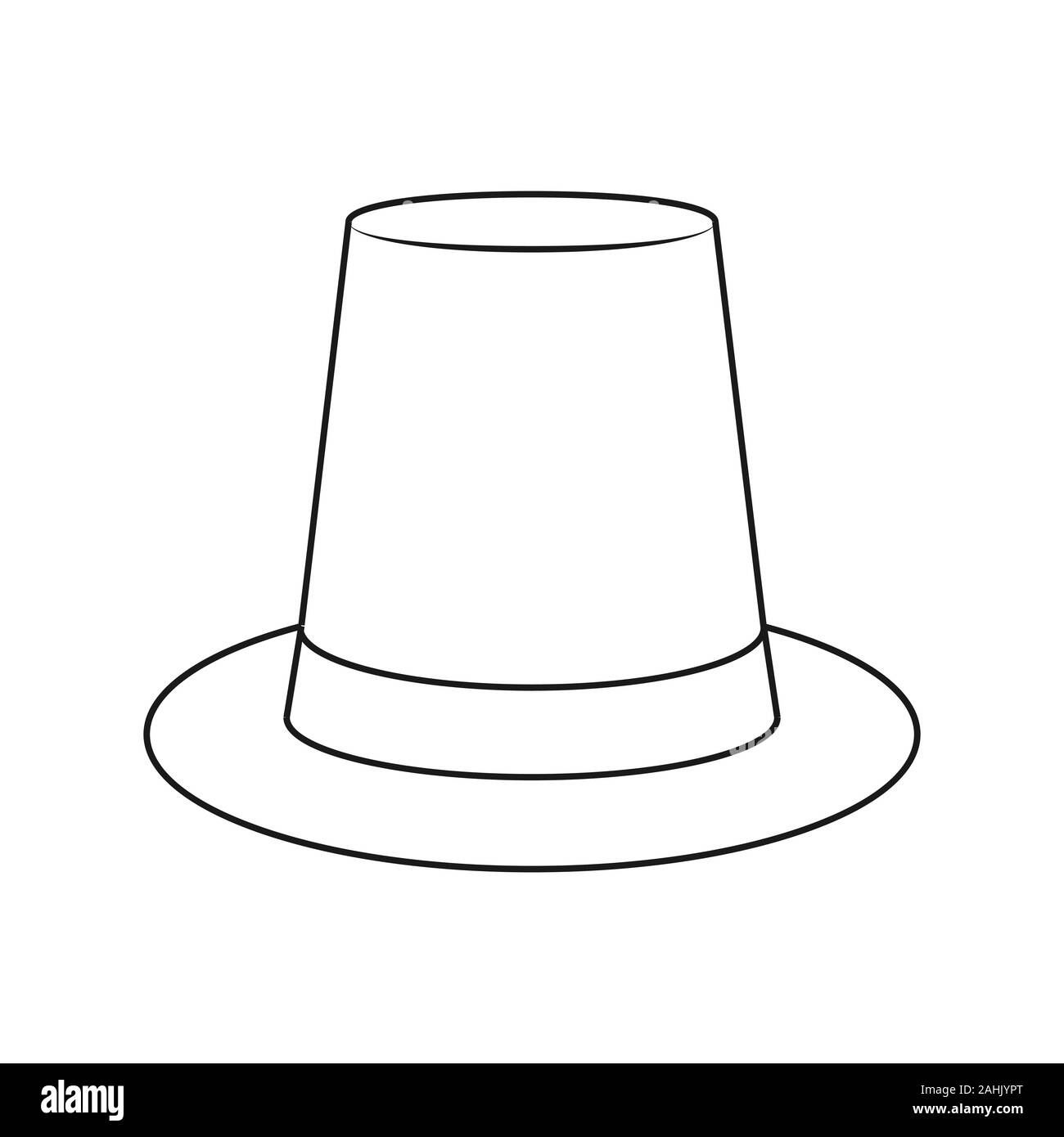 Vuoto alto cappello di contorno. I cappelli ed altri copricapo di icona, hat. Contorno isolato su uno sfondo bianco. Uno stile piatto Illustrazione Vettoriale