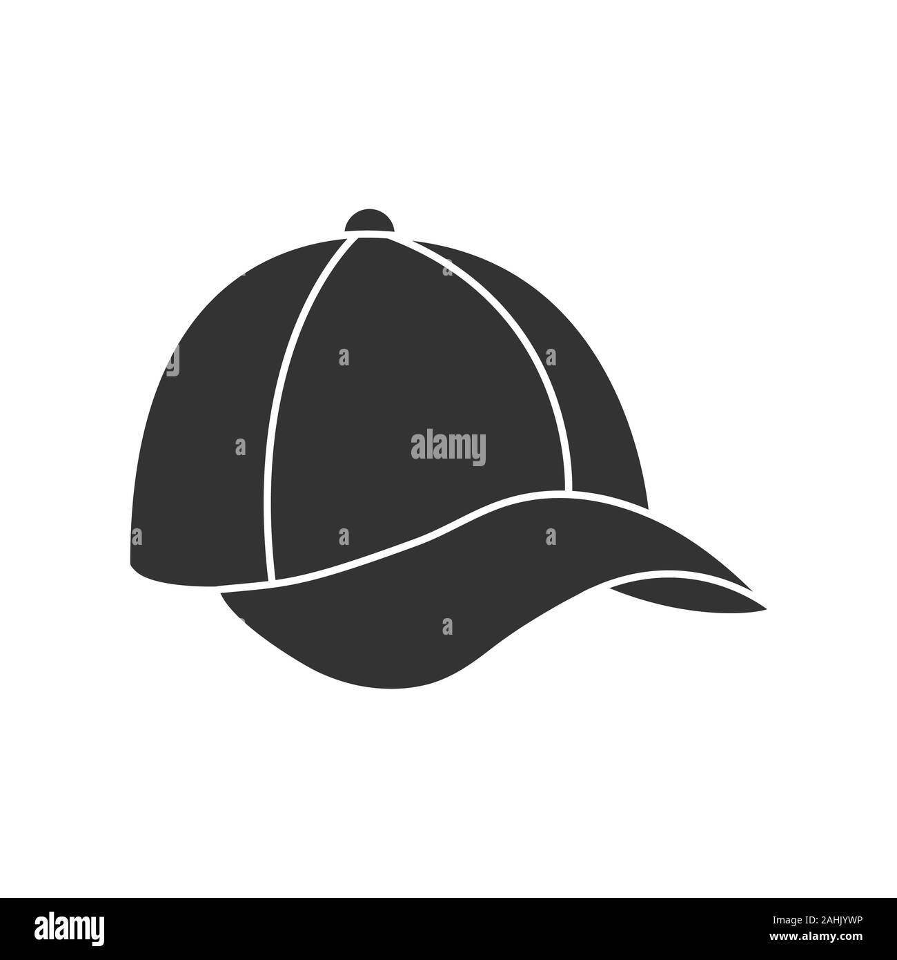 Berretto da baseball silhouette. Icona a forma di cappello baseball cap. Profilo isolato su uno sfondo bianco. Uno stile piatto Illustrazione Vettoriale