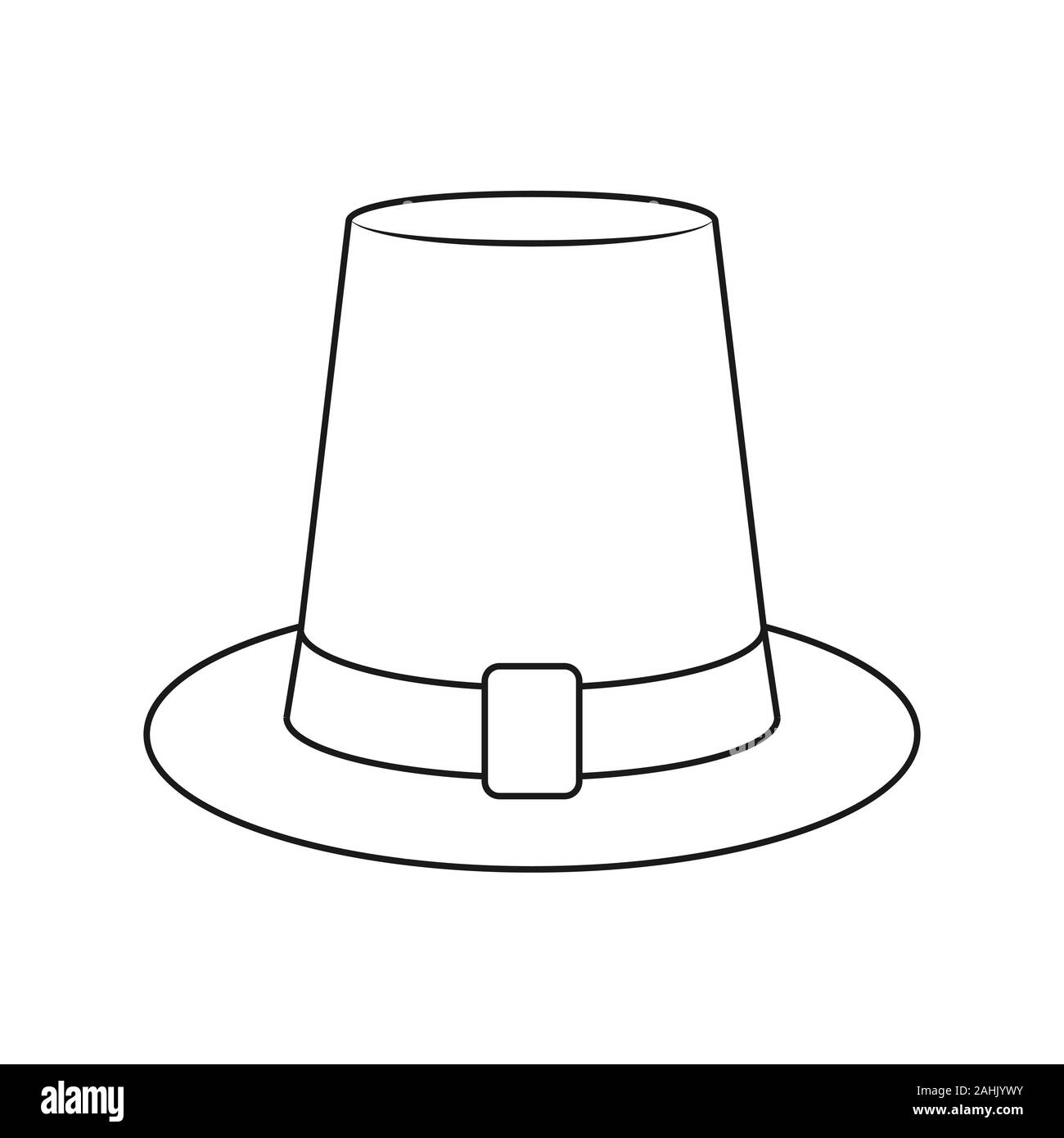 Svuotare il contorno di un high-incoronato hat. Icona di acconciatura, hat. Profilo isolato su uno sfondo bianco. Uno stile piatto Illustrazione Vettoriale