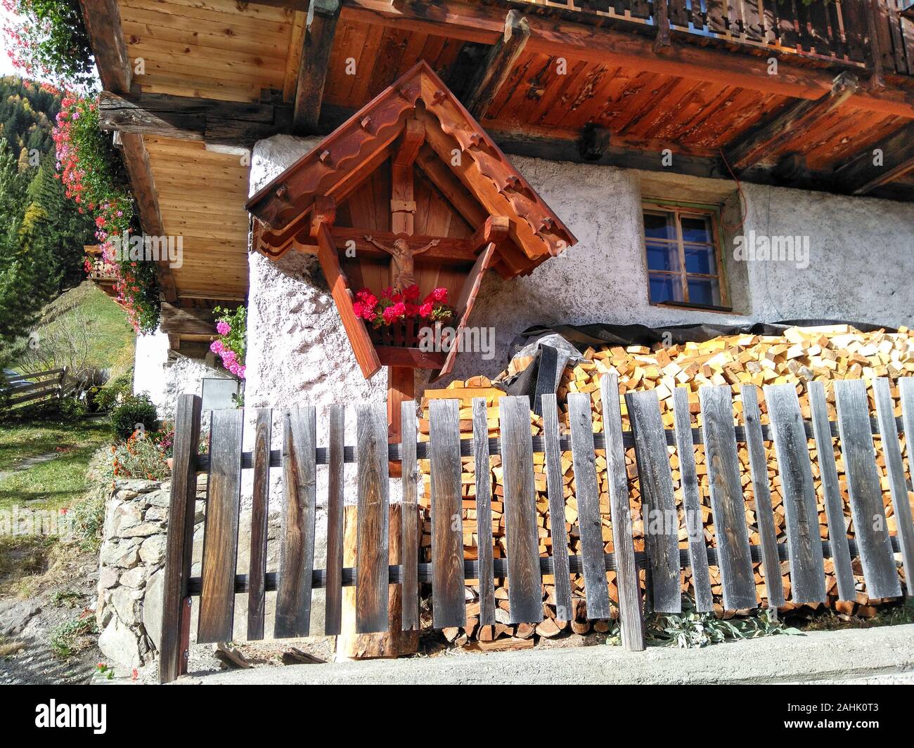 Val d'Ultimo, Italia - 29 Ottobre 2017: tipico Alto Adige house Foto Stock