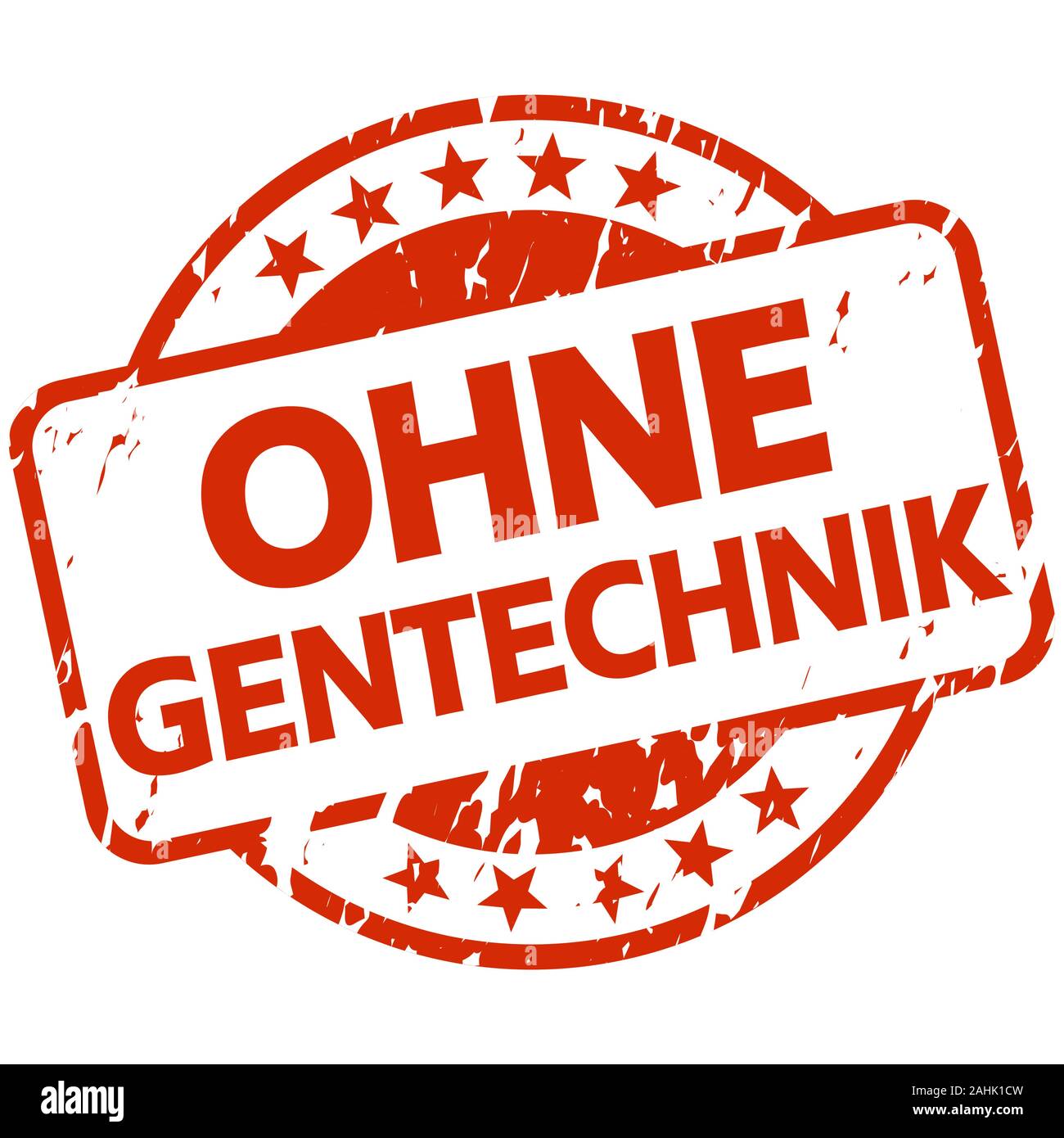 EPS 10 vettore con rotondo rosso timbro colorato con banner e testo senza ingegneria genetica (in tedesco) Illustrazione Vettoriale