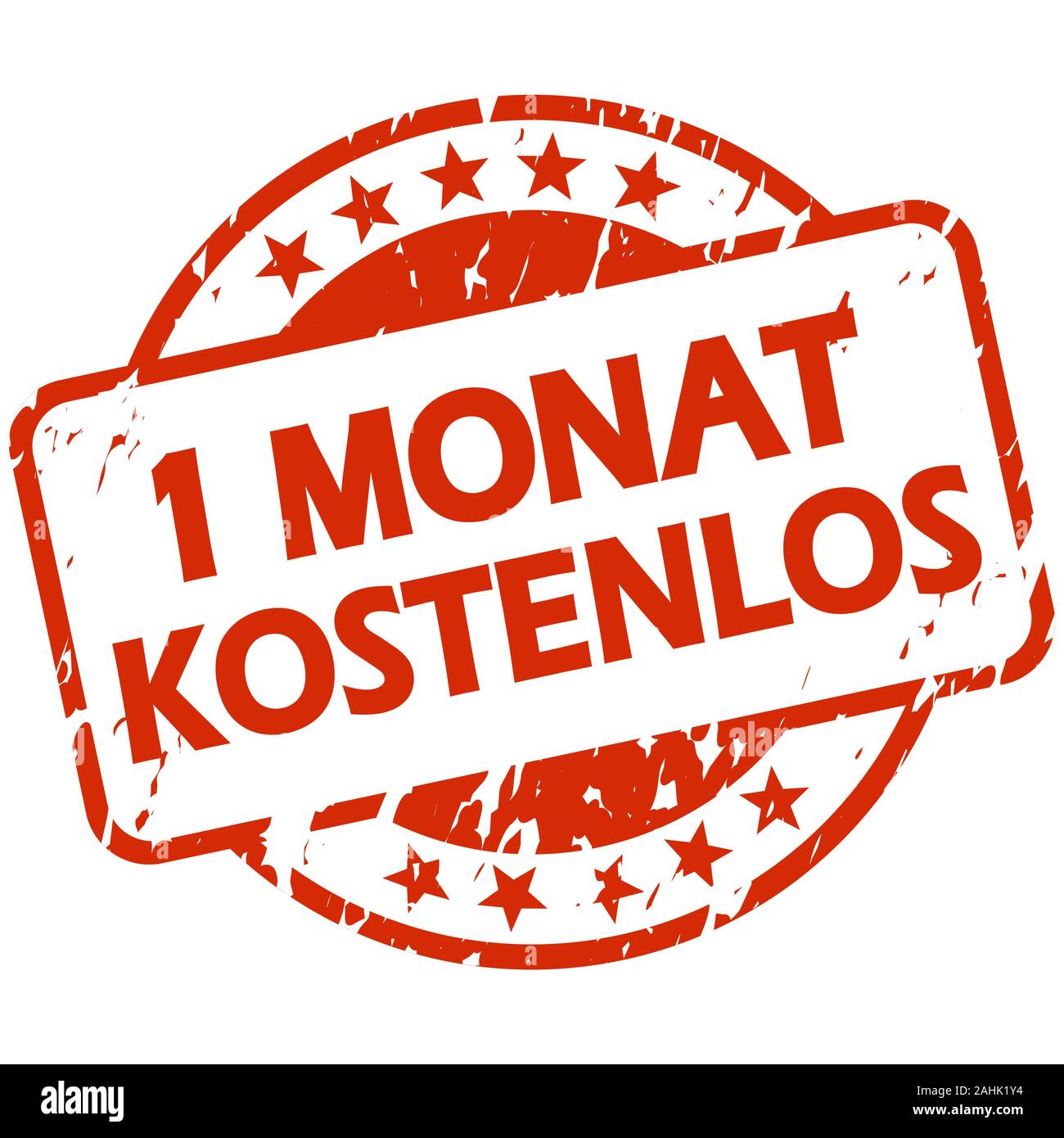 EPS 10 vettore con round color rosso timbro grunge con banner e testo 1 mese gratis (in tedesco) Illustrazione Vettoriale