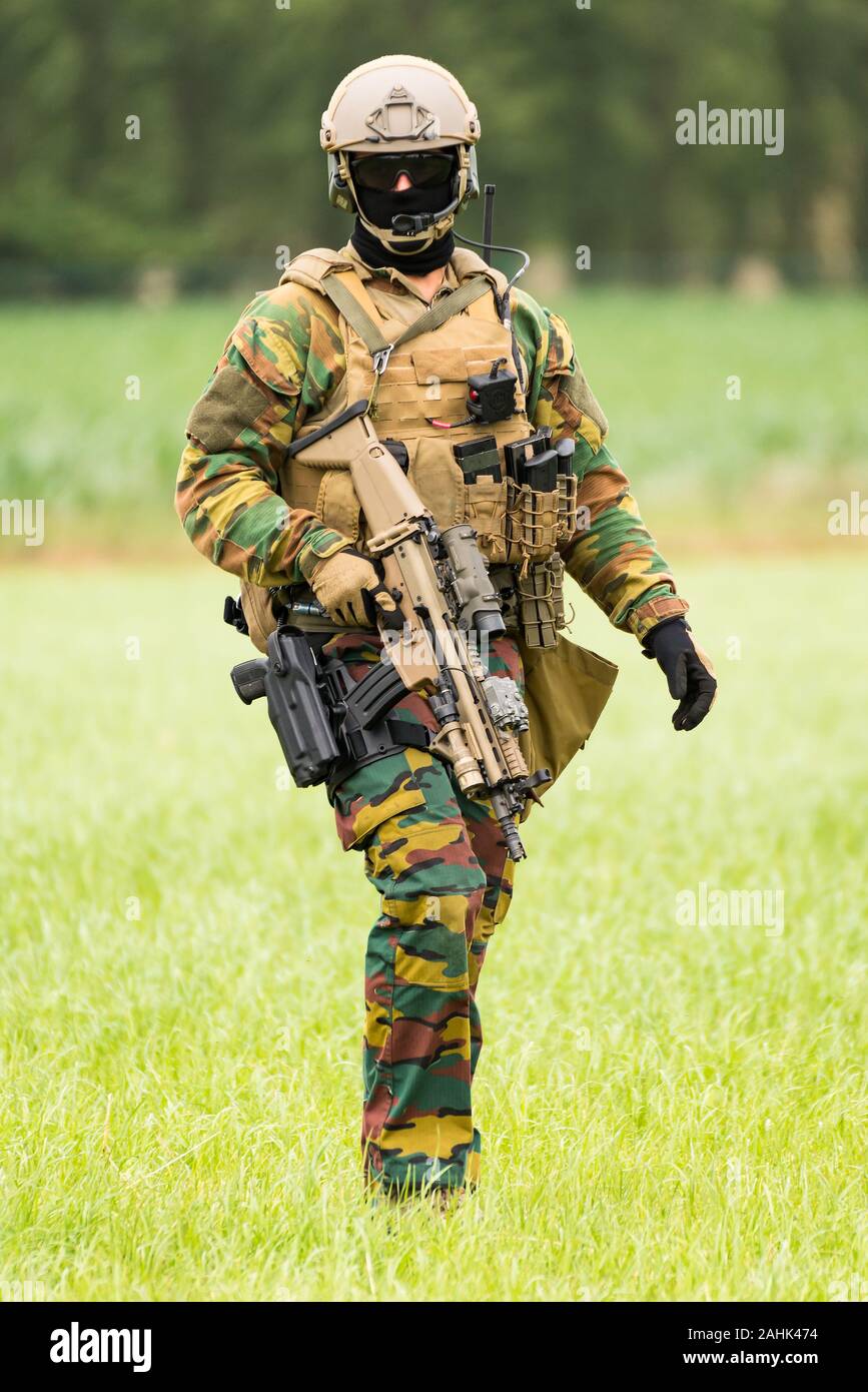 Gli operatori/i soldati delle forze speciali Gruppo dell'esercito belga. Foto Stock