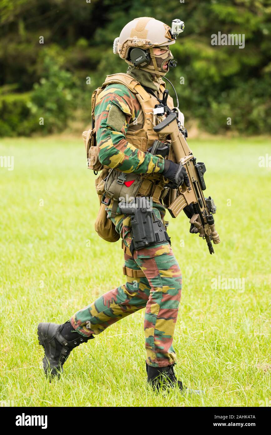 Gli operatori/i soldati delle forze speciali Gruppo dell'esercito belga. Foto Stock