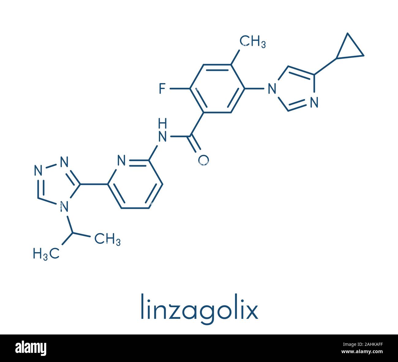 Linzagolix molecola di farmaco. Formula di scheletro. Illustrazione Vettoriale