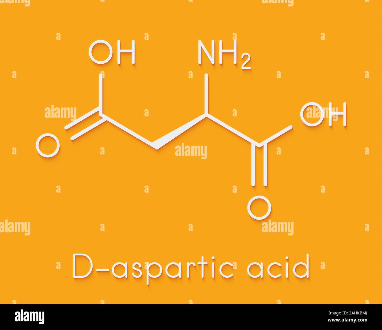 D-acido aspartico (D-aspartato) aminoacido molecola. Formula di scheletro. Foto Stock