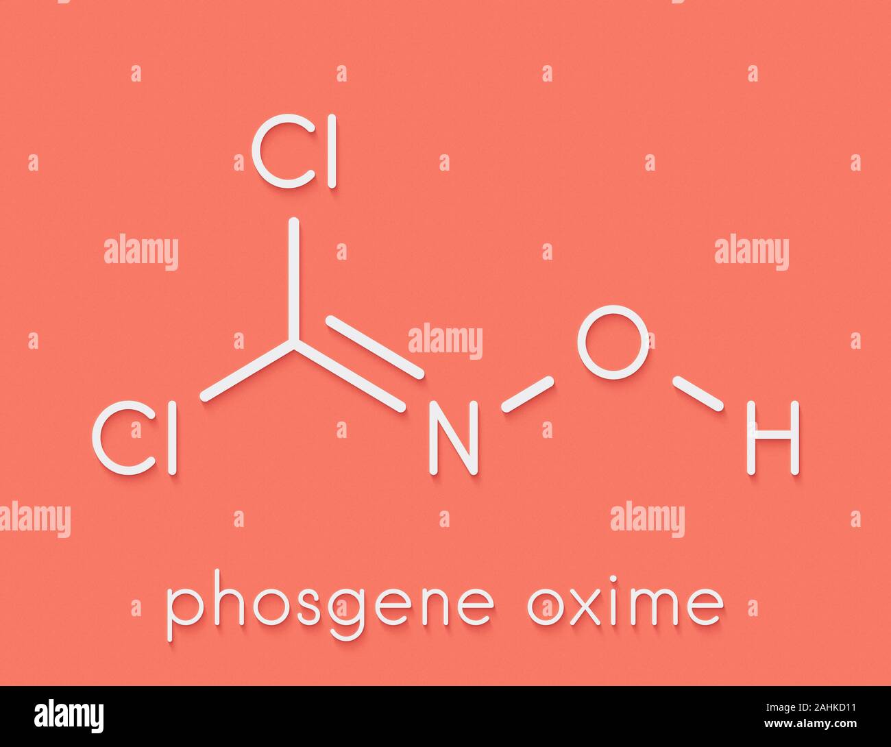 Il fosgene ossima arma chimica molecola. Formula di scheletro. Foto Stock