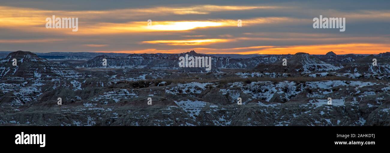 Parco nazionale Badlands in inverno. Foto Stock