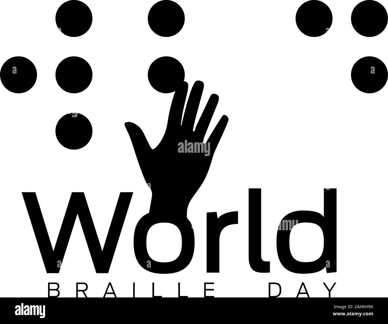 Progettazione per la celebrazione annuale della World Braille Day (4 gennaio) Illustrazione Vettoriale