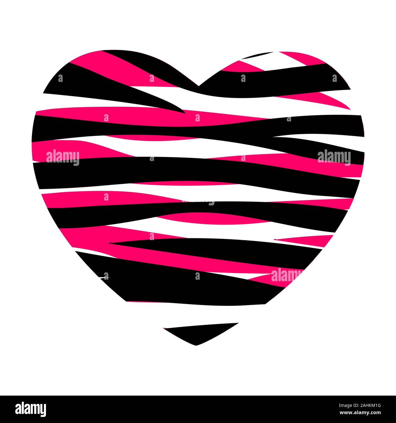 Happy Valentines Day Card con il cuore e con la Zebra Pattern. Illustrazione Vettoriale Illustrazione Vettoriale