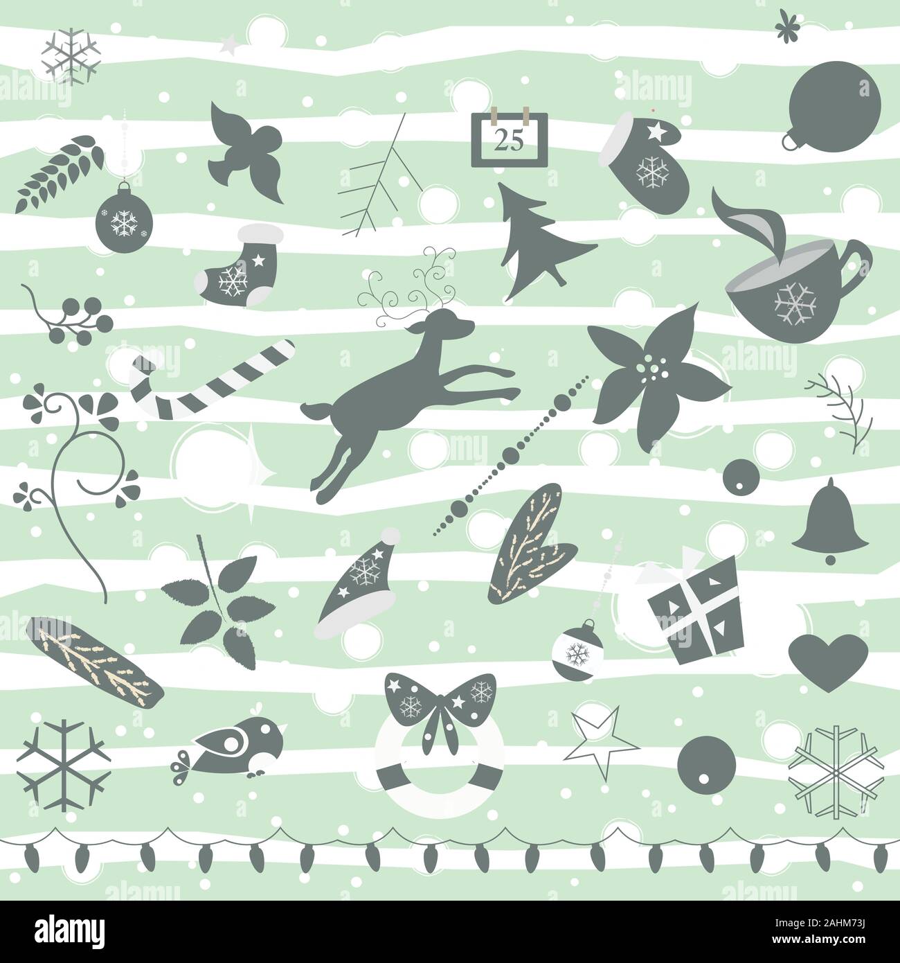 Buon Natale raccolta di vari elementi per la creazione di schemi semplici, tessile, ecc. Illustrazione Vettoriale Illustrazione Vettoriale