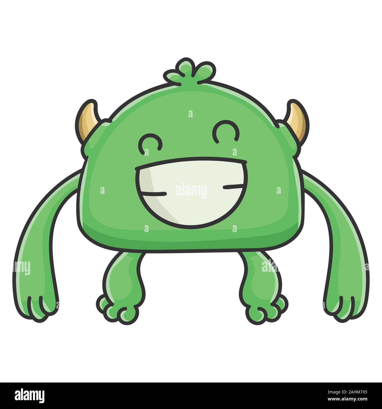 Green Goblin cartoon monster isolato su bianco Illustrazione Vettoriale