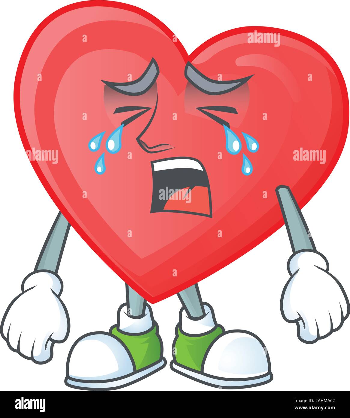 Triste pianto gesto di amore rosso cartoon stile carattere Illustrazione Vettoriale