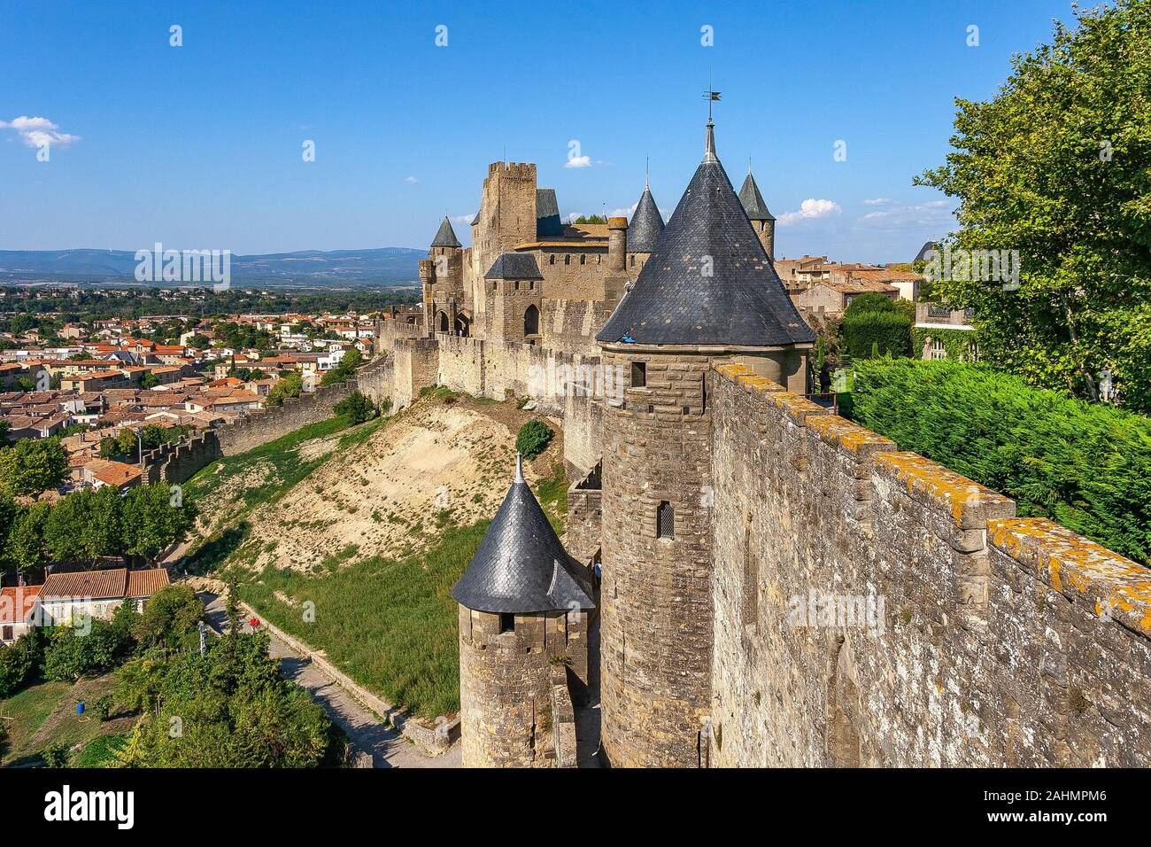 Fortificata cittadina francese nel dipartimento dell Aude Foto Stock