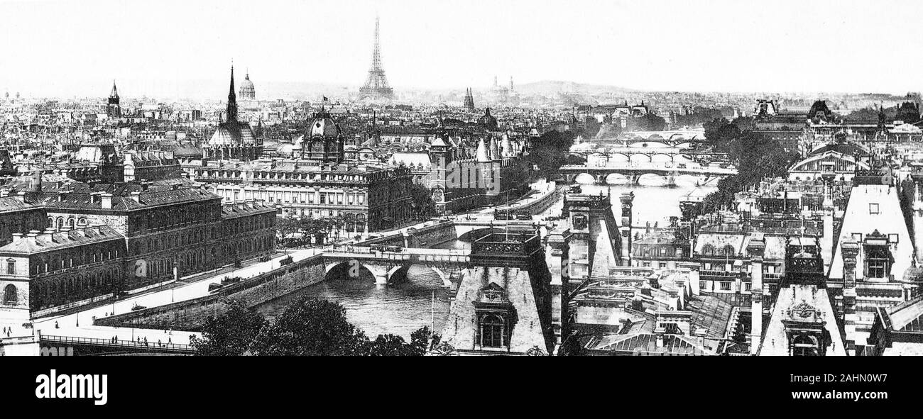 Panorama di Parigi, in Francia, primi 1900s Foto Stock