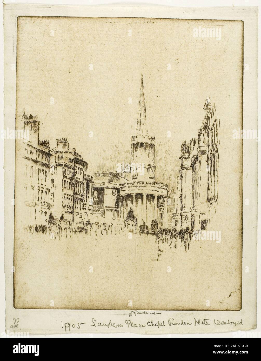 Joseph Pennell. Langham Place Chapel. 1906. Stati Uniti. Attacco in inchiostro brunastro su avorio di cui la carta Foto Stock