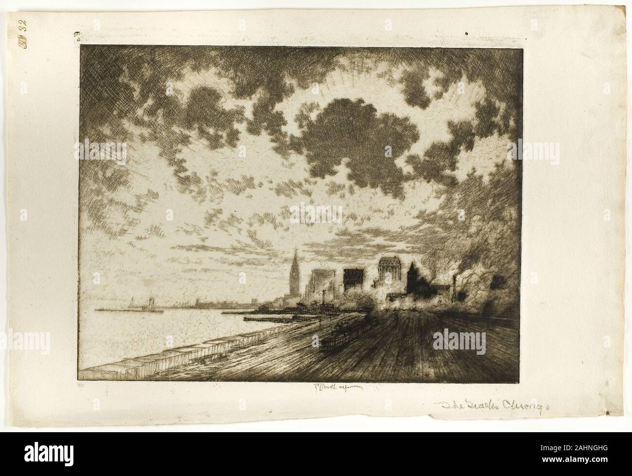 Joseph Pennell. Le tracce di Chicago. 1910. Stati Uniti. Incisione su avorio di cui la carta Foto Stock