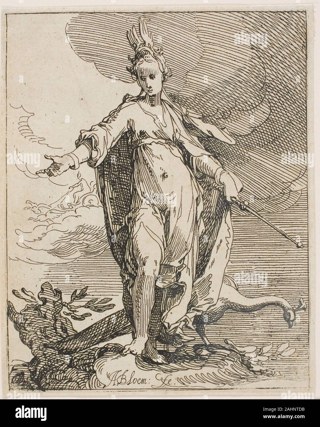 Abramo Bloemaert. Juno. 1605-1615. Holland. Incisione su avorio di cui la carta tra le più famose del manierismo olandese artisti del cinquecento e seicento, Bloemaert invocata stampe, principalmente da altri artisti, di divulgare i suoi disegni. Questo è il solo la stampa che egli sembra aver fatto di sé e riflette la linea di fluido caratteristica dei suoi disegni. Esso era destinato a far parte di una serie che non è mai stato completato. Foto Stock