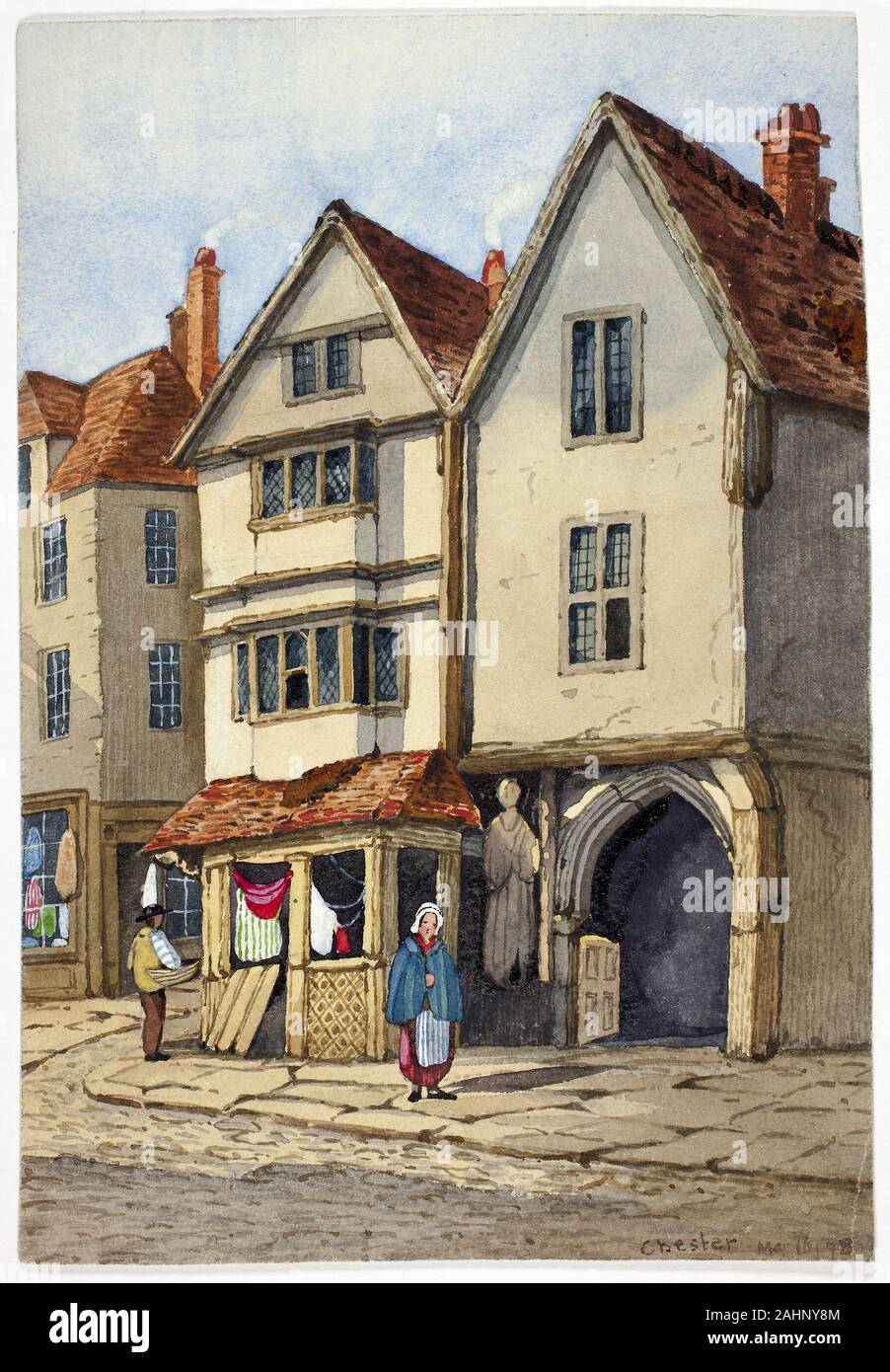 Artista sconosciuto. Chester. 1878. In Inghilterra. Acquerello, con vernice, oltre le tracce di grafite, su carta intessuta Foto Stock